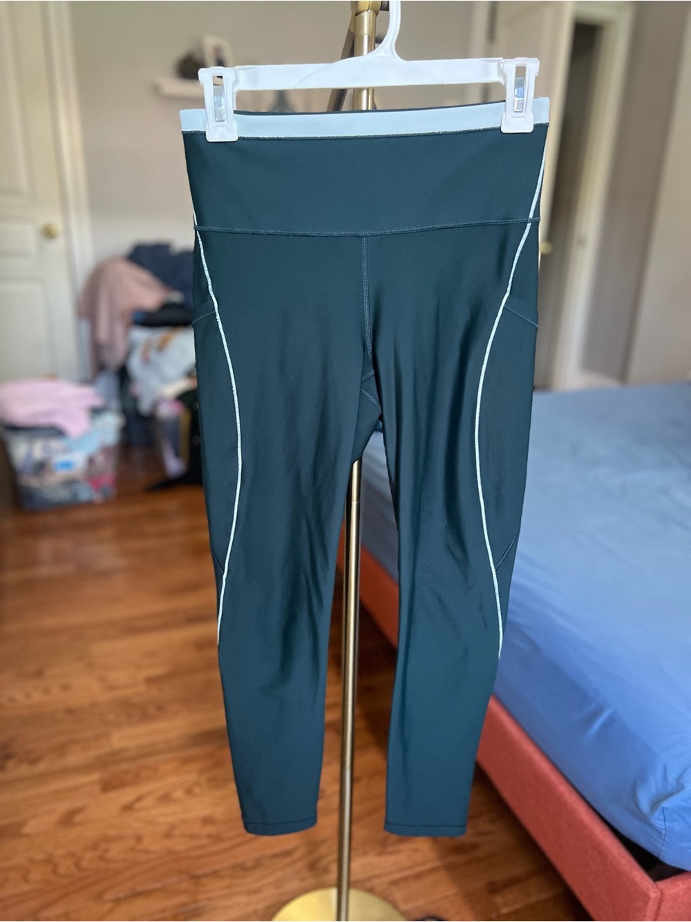 Athleta Teal Active Leggings with Contrast Piping